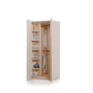Charlie CH-01 Corner Wardrobe 100cm in Cashmere - interior layout with the doors open