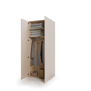 Charlie CH-02 Hinged Wardrobe 100cm in Cashmere - interior layout with the doors open