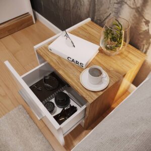 Dentro DT-03L Bedside Cabinet, drawer and storage detail — Arte-N bedroom cabinet
