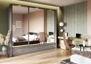 Arti 23 - 3 Sliding Door Wardrobe 250cm - interior layout with the doors open