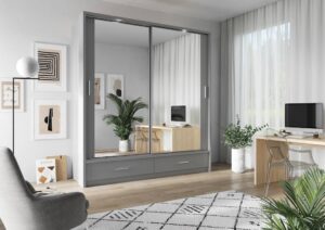Arti 24 - 2 Sliding Door Wardrobe 200cm - close detail of the door finish and handle