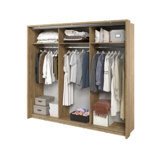 Arti 27 - 3 Sliding Door Wardrobe 240cm in Oak Shetland - close detail of the door finish and handle