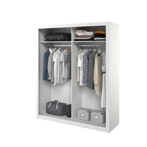 Arti 28 - 2 Sliding Door Wardrobe 180cm in White - close detail of the door finish and handle