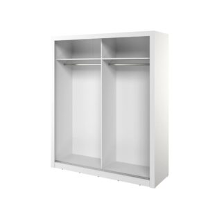 Arti 28 - 2 Sliding Door Wardrobe 180cm in White - interior layout with the doors open