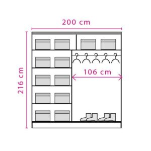 Effect 2 Sliding Door Wardrobe 200cm - front view with the doors closed