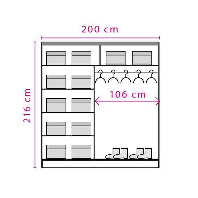 Effect 2 Sliding Door Wardrobe 200cm - front view with the doors closed