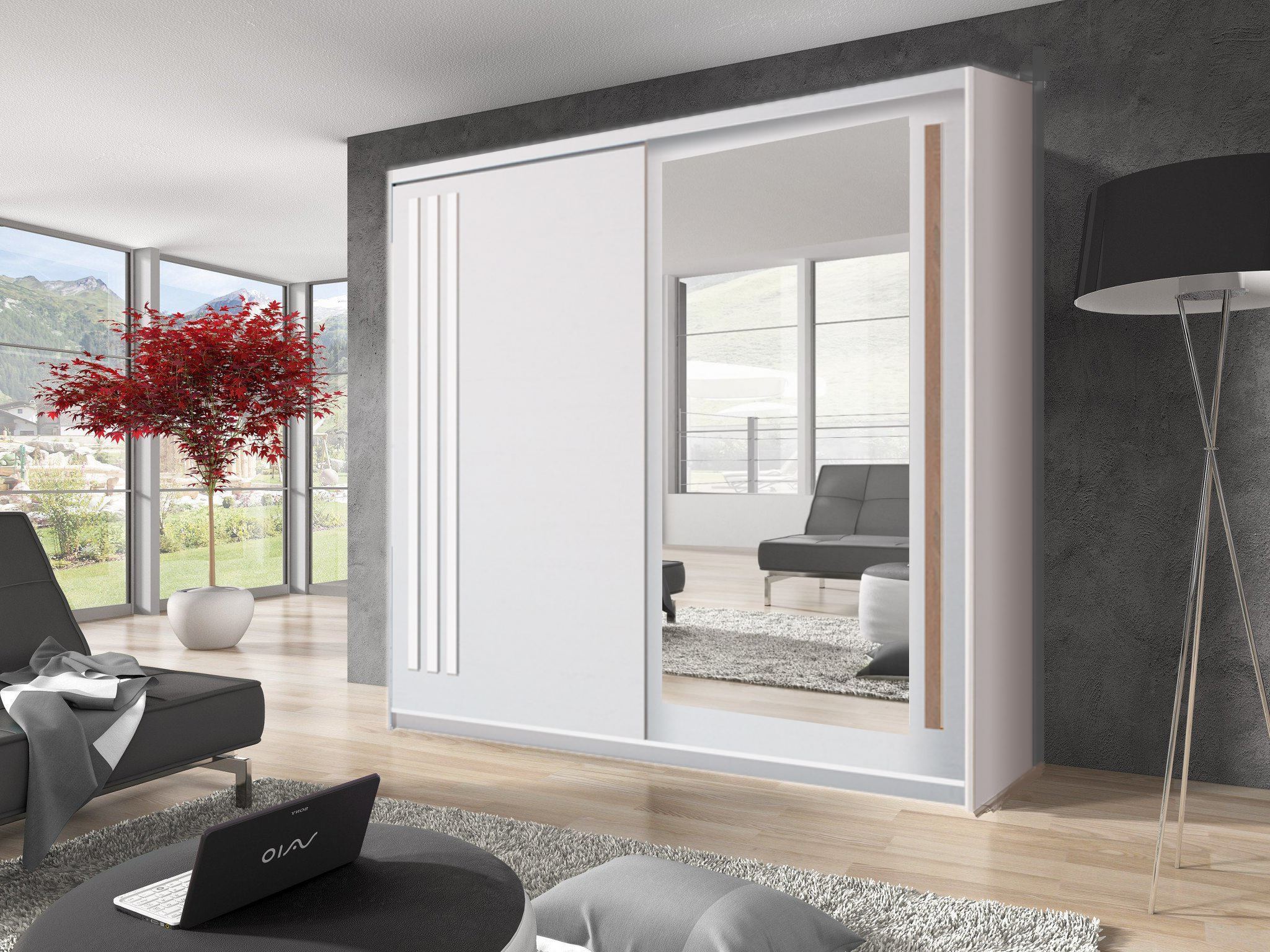 Effect 2 Sliding Door Wardrobe 200cm - shown in a bedroom setting, 200cm wide