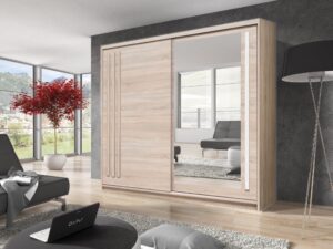 Effect 2 Sliding Door Wardrobe 200cm - interior layout with the doors open