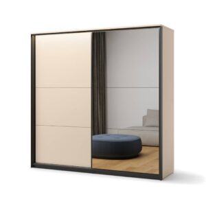 Enna EN-01 Sliding Door Wardrobe 220cm in Beige - side profile showing the depth