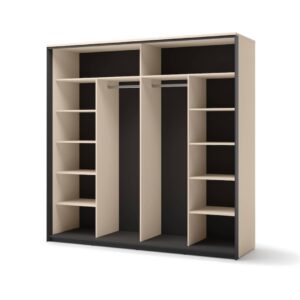Enna EN-01 Sliding Door Wardrobe 220cm in Beige - front view with the doors closed