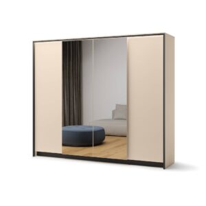 Enna EN-06 Hinged Door Wardrode 251cm in Beige - side profile showing the depth