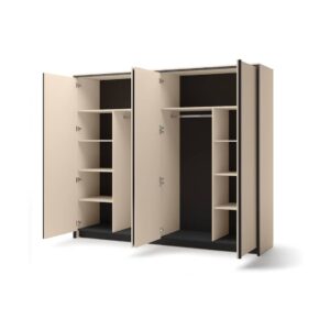 Enna EN-06 Hinged Door Wardrode 251cm in Beige - front view with the doors closed