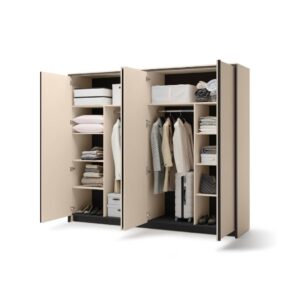 Enna EN-06 Hinged Door Wardrode 251cm in Beige - close detail of the door finish and handle