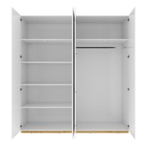 Futura FU-11 4 Door Wardrobe in White Gloss - interior layout with the doors open