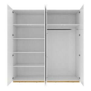 Futura FU-12 Sliding Door Wardrobe in White Gloss - interior layout with the doors open