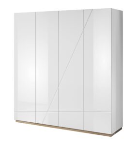 Futura FU-11 4 Door Wardrobe in White Gloss - shown in a bedroom setting, 200cm wide