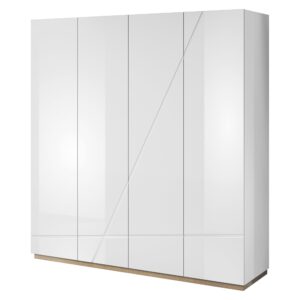 Futura FU-11 4 Door Wardrobe in White Gloss - shown in a bedroom setting, 200cm wide