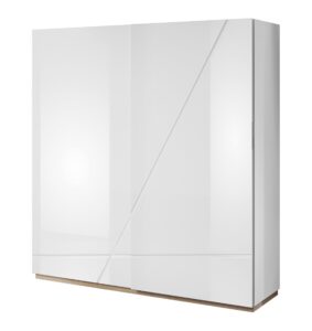 Futura FU-12 Sliding Door Wardrobe in White Gloss - shown in a bedroom setting, 200cm wide