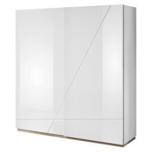 Futura FU-12 Sliding Door Wardrobe in White Gloss - shown in a bedroom setting, 200cm wide