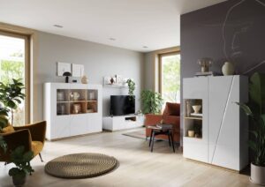 Futura FU-01 Wardrobe in White Gloss - interior layout with the doors open