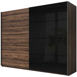Galaxy Sliding Door Wardrobe in Oak Monastery - interior layout with the doors open