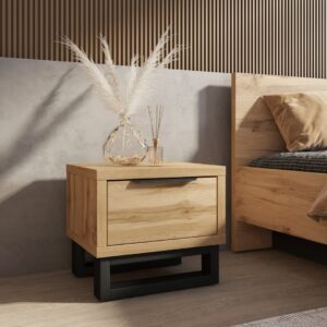 Halle Bedside Table 55cm, drawer and storage detail — Arte-N bedroom cabinet