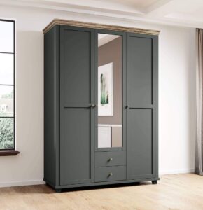 Evora 19 - 3 Door Wardrobe 154cm in Green - side profile showing the depth