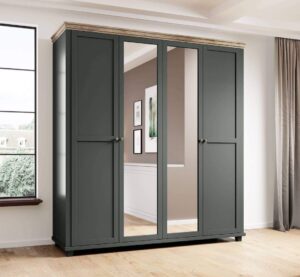 Evora 20 - 4 Door Wardrobe 200cm in Green - side profile showing the depth