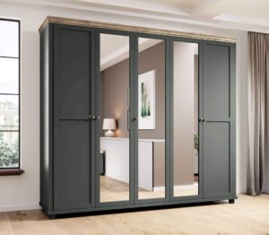 Evora 21 - 5 Door Wardrobe 246cm in Green - side profile showing the depth