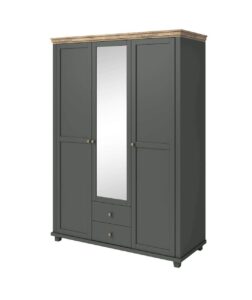 Evora 19 - 3 Door Wardrobe 154cm in Green - shown in a bedroom setting, 154cm wide