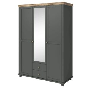 Evora 19 - 3 Door Wardrobe 154cm in Green - shown in a bedroom setting, 154cm wide