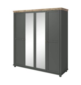 Evora 20 - 4 Door Wardrobe 200cm in Green - shown in a bedroom setting, 200cm wide