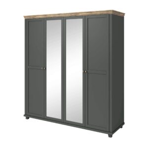 Evora 20 - 4 Door Wardrobe 200cm in Green - shown in a bedroom setting, 200cm wide