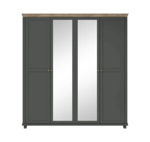 Evora 20 - 4 Door Wardrobe 200cm in Green - interior layout with the doors open