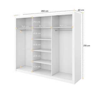 Idea 20 - 3 Sliding Door Wardrobe 250cm - close detail of the door finish and handle