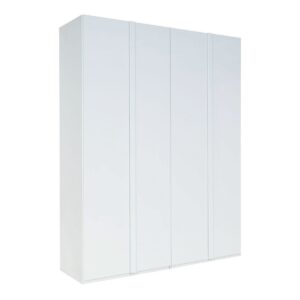 Italia 20 - 4 Door Wardrobe 182cm in White Gloss - shown in a bedroom setting, 181.5cm wide