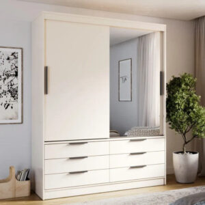 Kera Sliding Door Wardrobe 170cm - shown in a bedroom setting, 170cm wide
