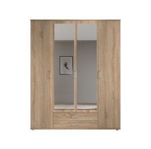 Karl Hinged Door Wardrobe 160cm in White - close detail of the door finish and handle