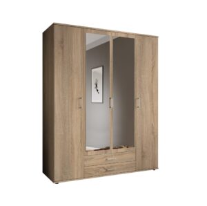 Karl Hinged Door Wardrobe 160cm in White - front view with the doors closed