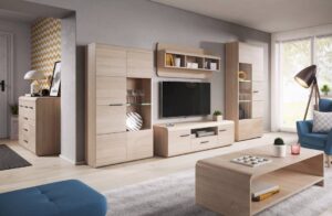 Link Hinged Wardrobe 80cm in Oak Sonoma - front view with the doors closed
