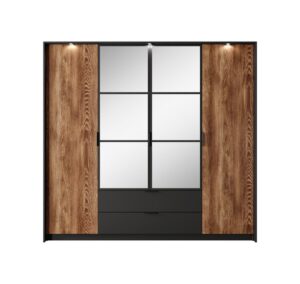 Milton Hinged Door Wardrobe 223cm in Oak Chestnut - close detail of the door finish and handle