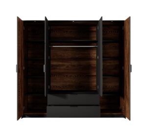 Milton Hinged Door Wardrobe 223cm in Oak Chestnut - side profile showing the depth