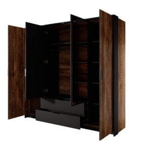 Milton Hinged Door Wardrobe 223cm in Oak Chestnut - front view with the doors closed