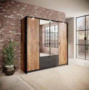 Milton Hinged Door Wardrobe 223cm in Oak Chestnut - additional product view
