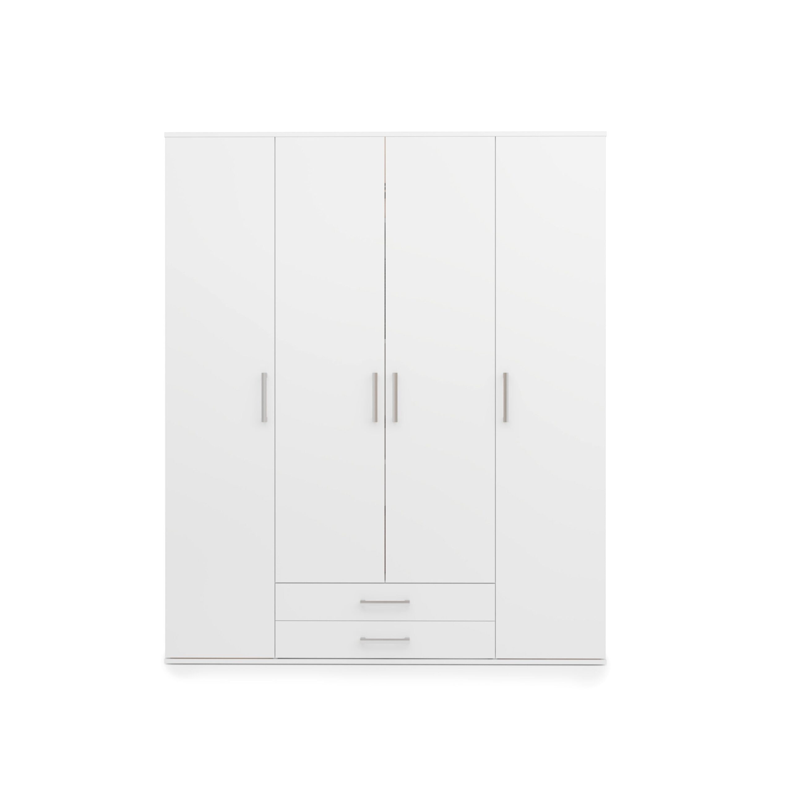 Mora Hinged Door Wardrobe 162cm in White - front view with the doors closed
