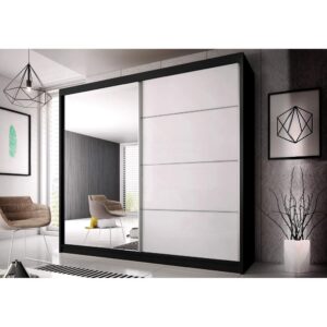 Multi 35 Sliding Mirror Door Wardrobe 233cm - shown in a bedroom setting, 233cm wide