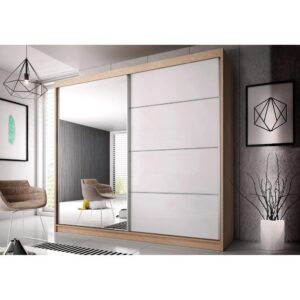 Multi 35 Sliding Mirror Door Wardrobe 233cm - interior layout with the doors open