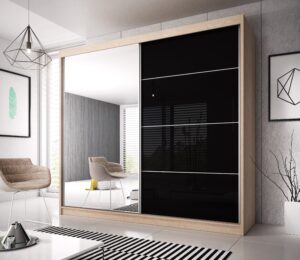 Multi 31 Sliding Mirror Door Wardrobe 183cm - shown in a bedroom setting, 183cm wide