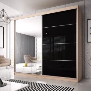 Multi 31 Sliding Mirror Door Wardrobe 183cm - shown in a bedroom setting, 183cm wide