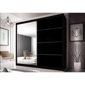 Multi 31 Sliding Mirror Door Wardrobe 203cm - shown in a bedroom setting, 203cm wide